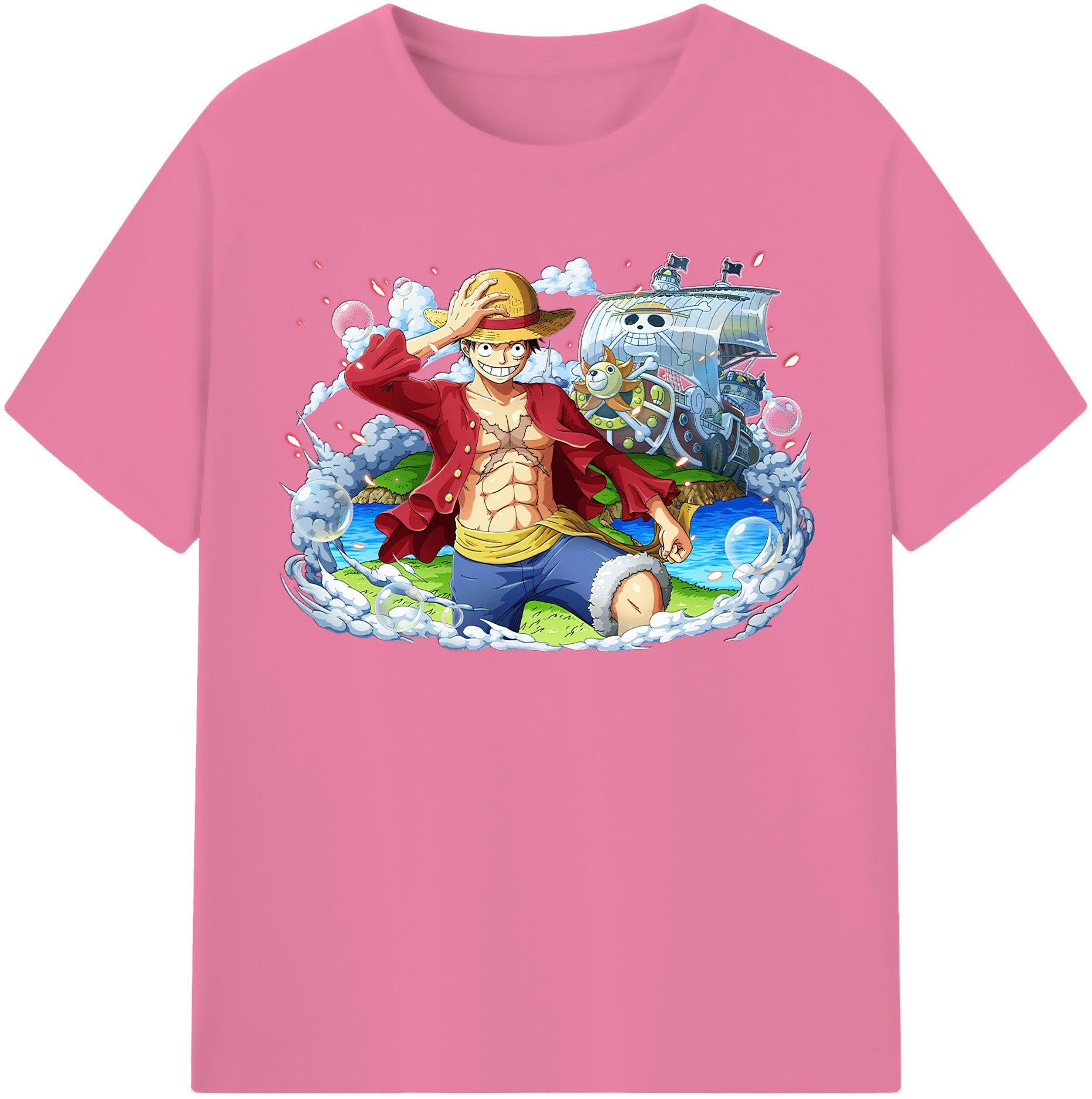 ワンピース モンキー・D・ルフィ ONE PIECE Monkey D. Luffy 綿100％半袖Tシャツ（フロントプリント）